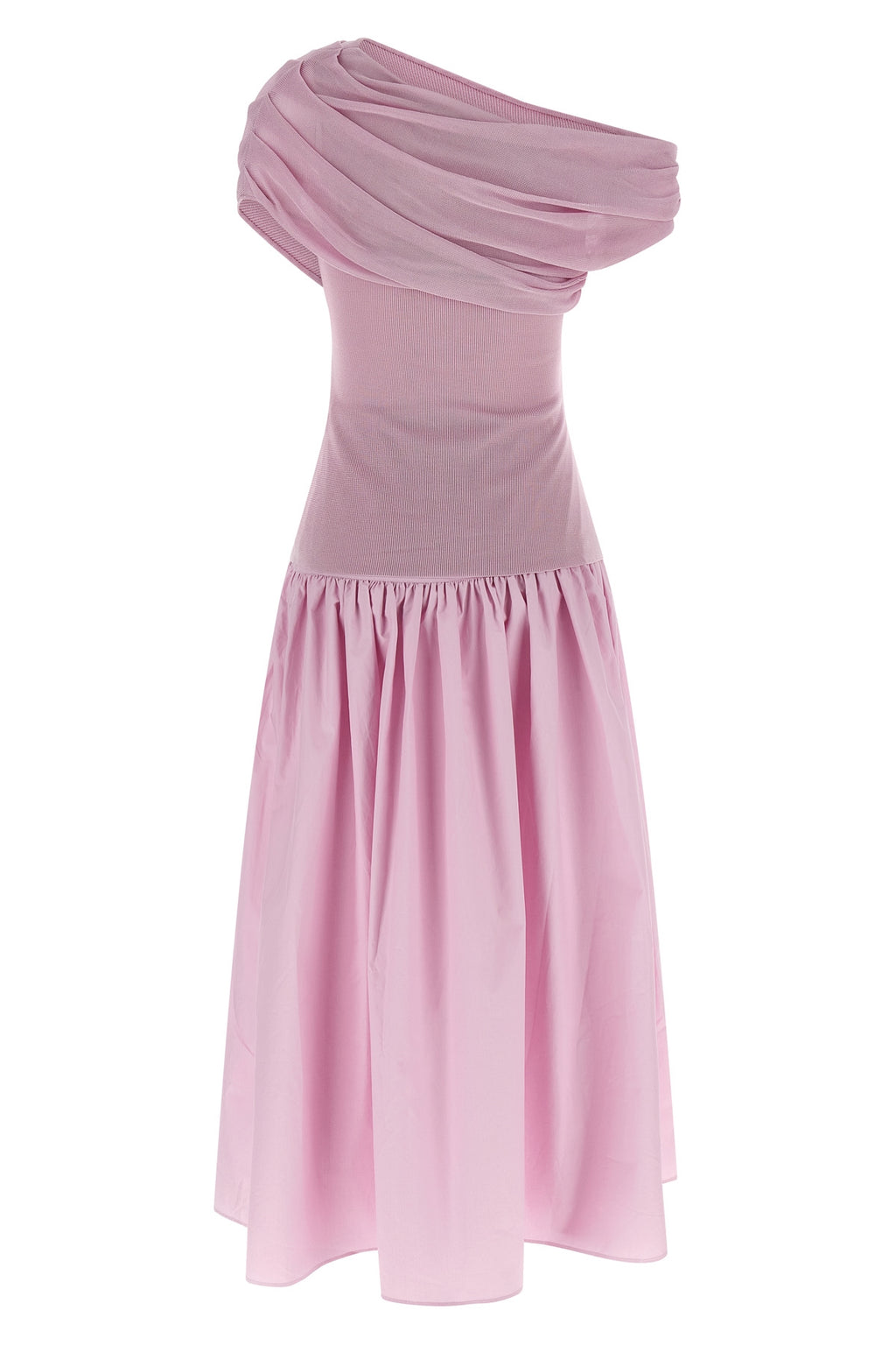 SELF PORTRAIT 'Pink Cotton Draped Knit Midi' dress For Women 79% viscose 17% cotton 4% polyamide