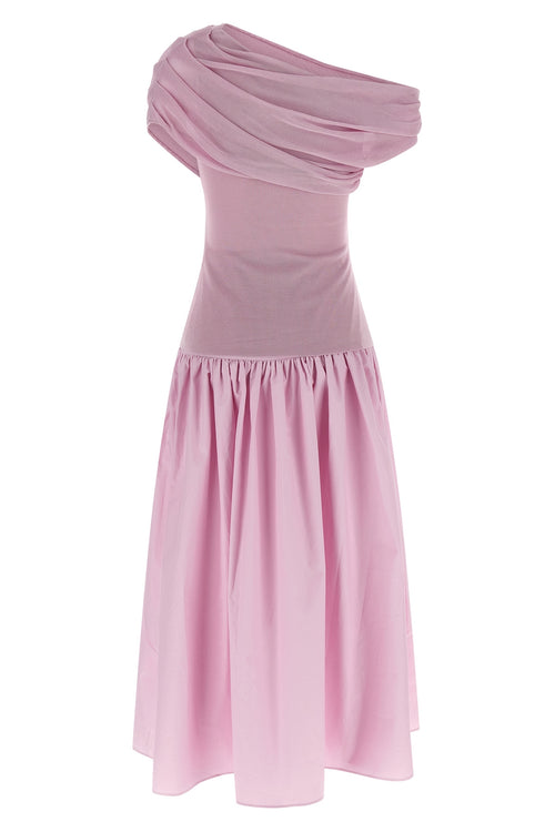 SELF PORTRAIT 'Pink Cotton Draped Knit Midi' dress For Women 79% viscose 17% cotton 4% polyamide