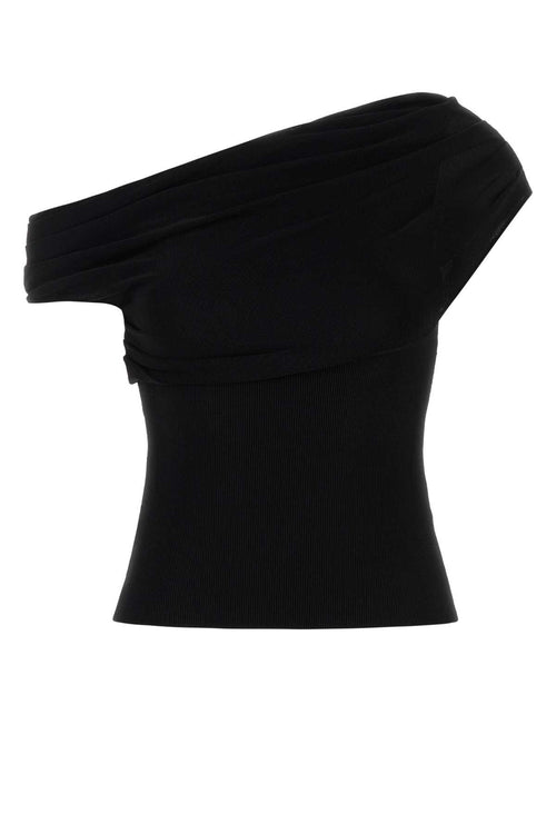 SELF PORTRAIT BLACK DRAPED KNIT TOP For Women Exterior: 79% Viscose 17% Cotton 4% Nylon