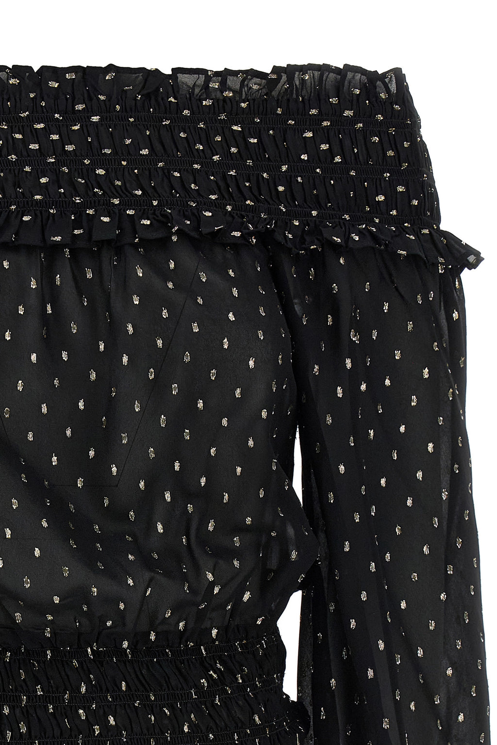 SELF PORTRAIT 'Black And Gold Chiffon' top For Women 99% viscose 1% metal