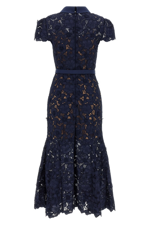 SELF PORTRAIT 'Navy Guipure Lace Midi' dress For Women 100% polyester