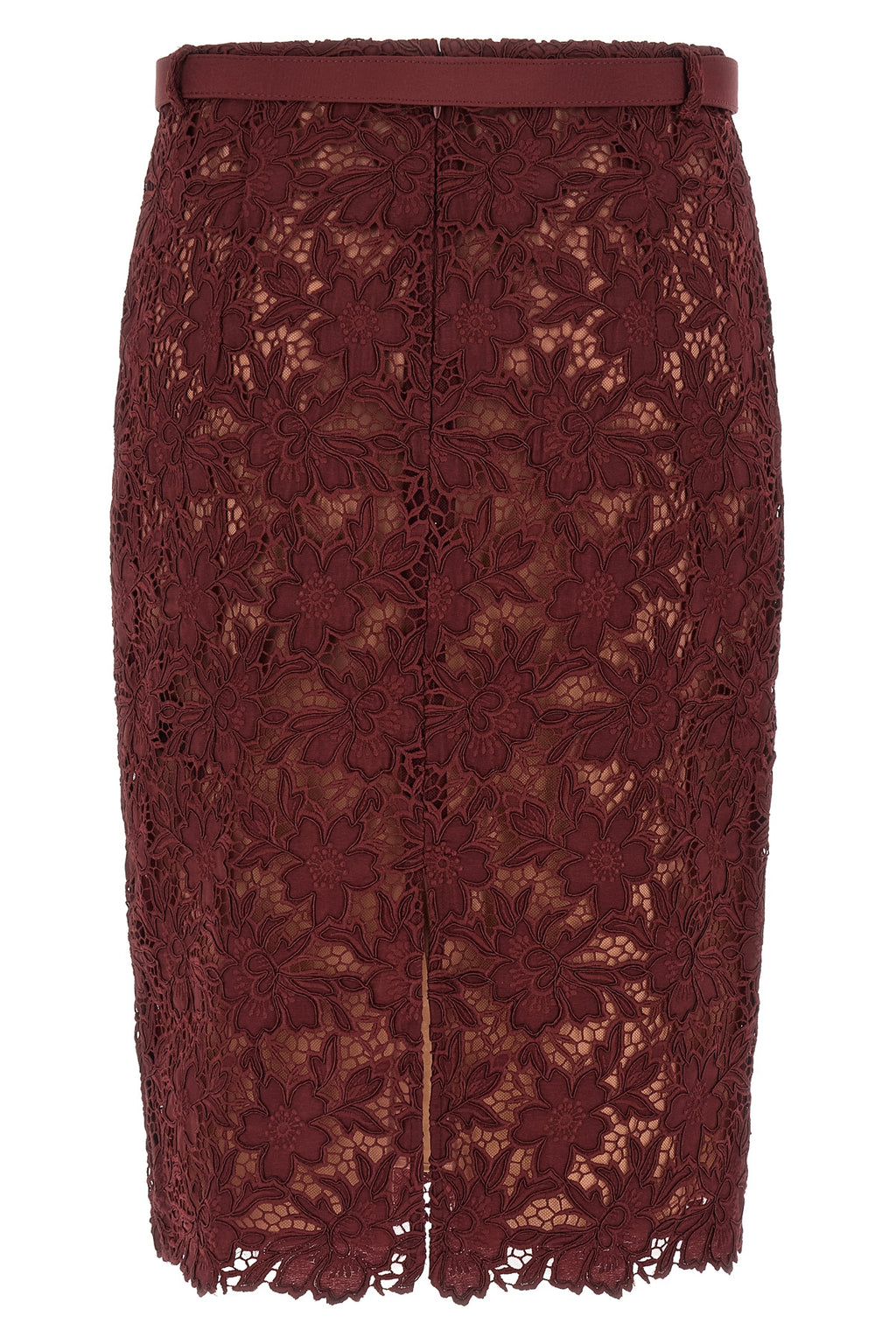 SELF PORTRAIT 'Burgundy Guipure Lace Midi' skirt For Women 100% polyester