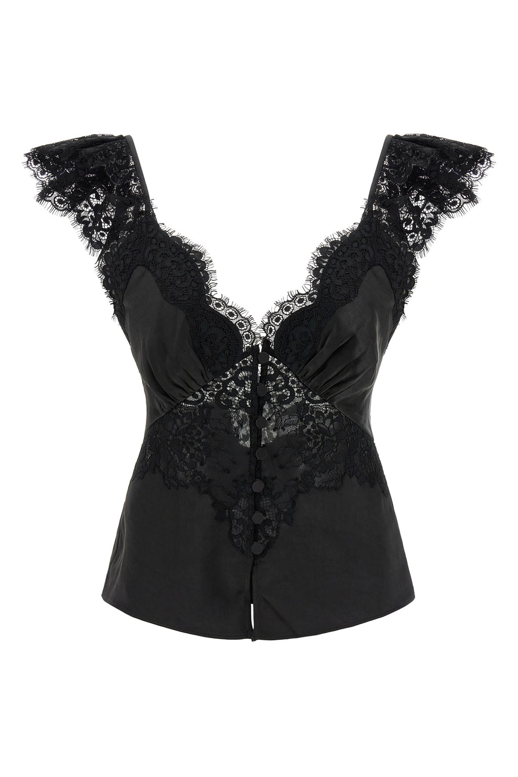 SELF PORTRAIT 'Black Satin Lace' top For Women 100% polyester
