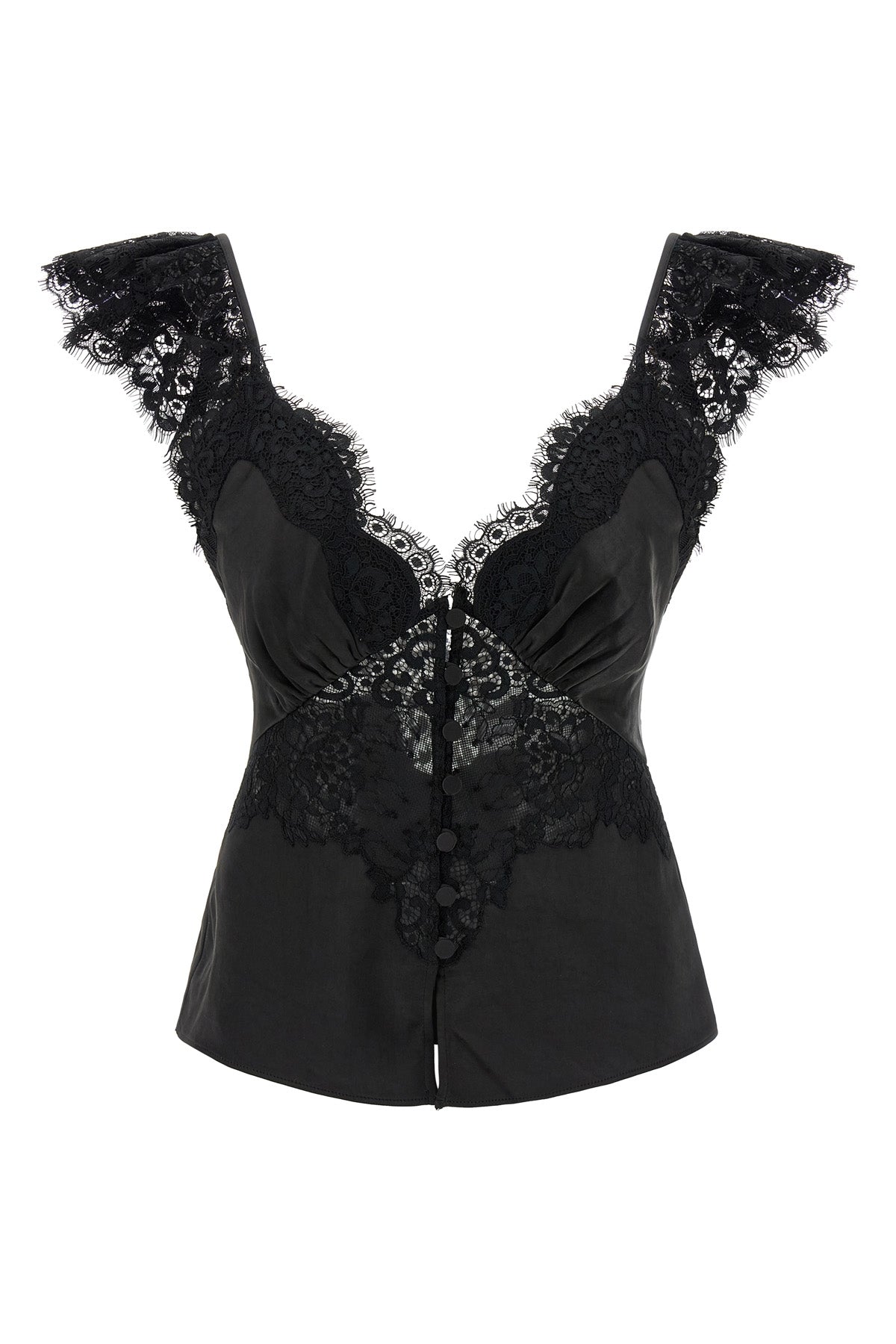 SELF PORTRAIT 'Black Satin Lace' top For Women 100% polyester