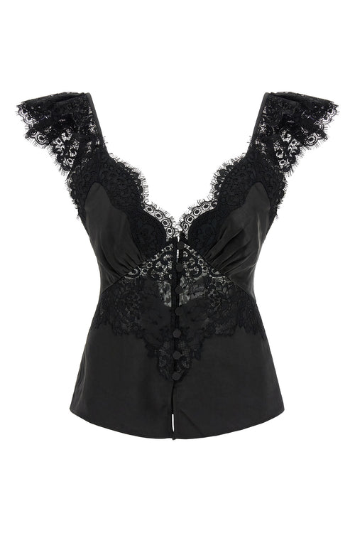SELF PORTRAIT 'Black Satin Lace' top For Women 100% polyester