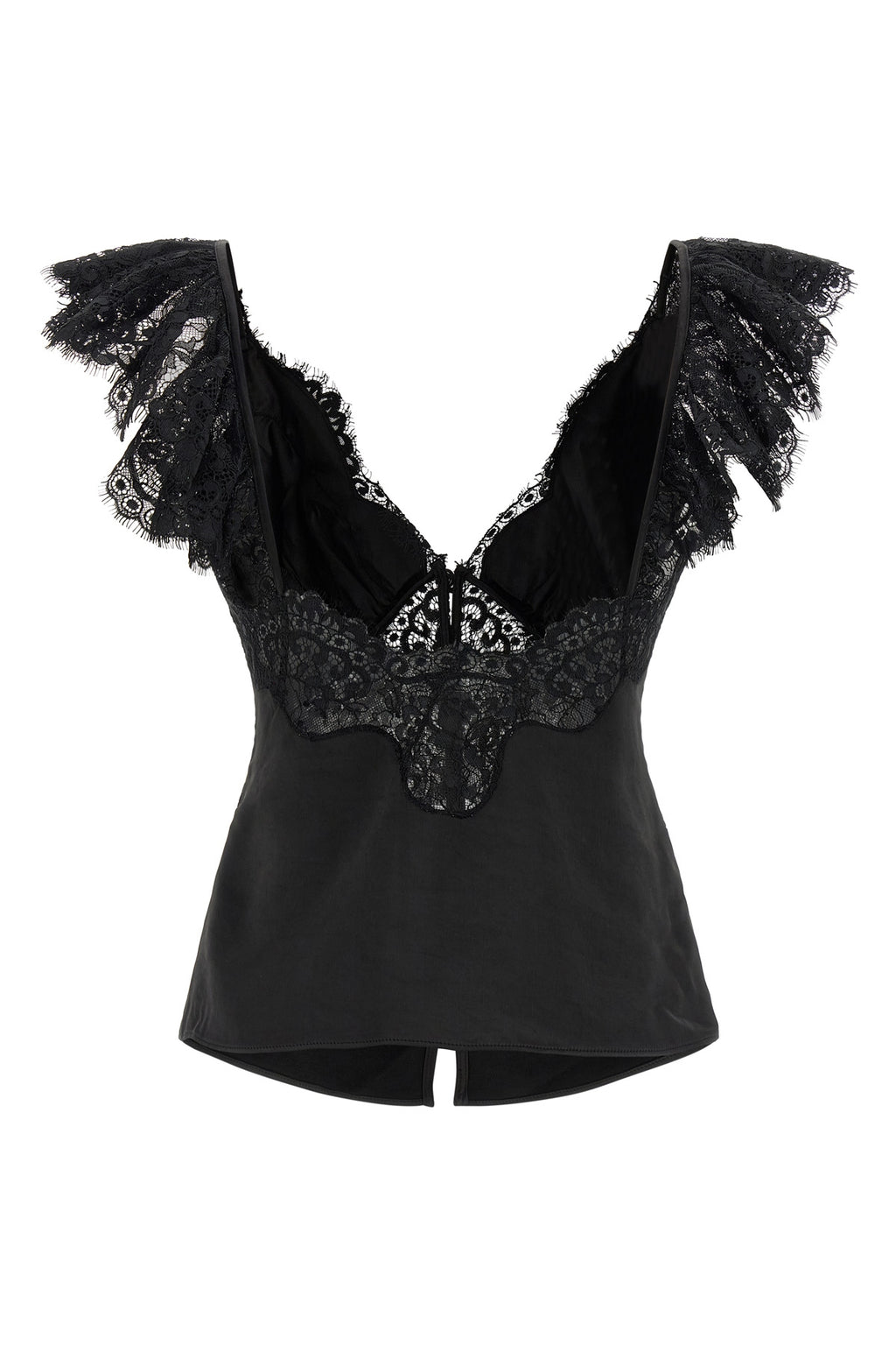 SELF PORTRAIT 'Black Satin Lace' top For Women 100% polyester