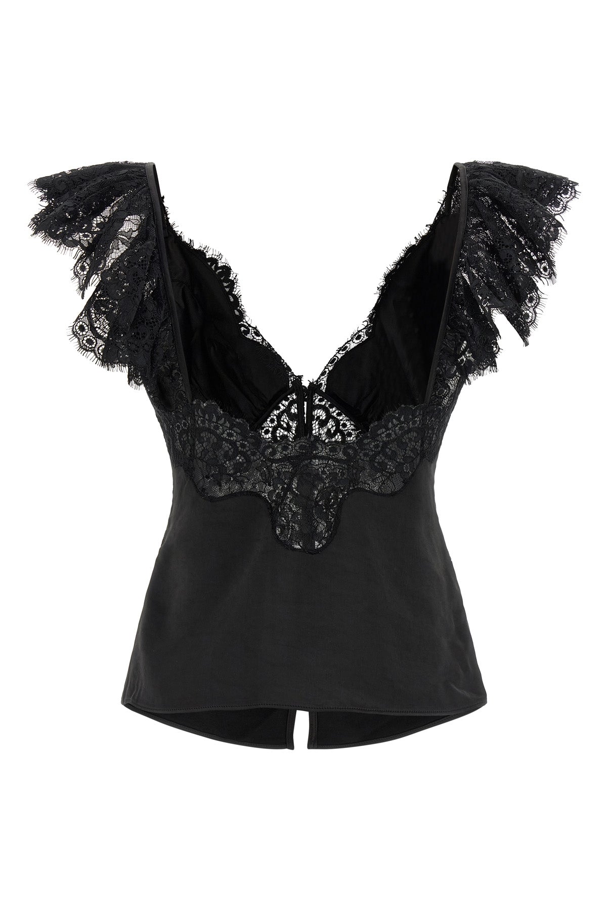 SELF PORTRAIT 'Black Satin Lace' top For Women 100% polyester
