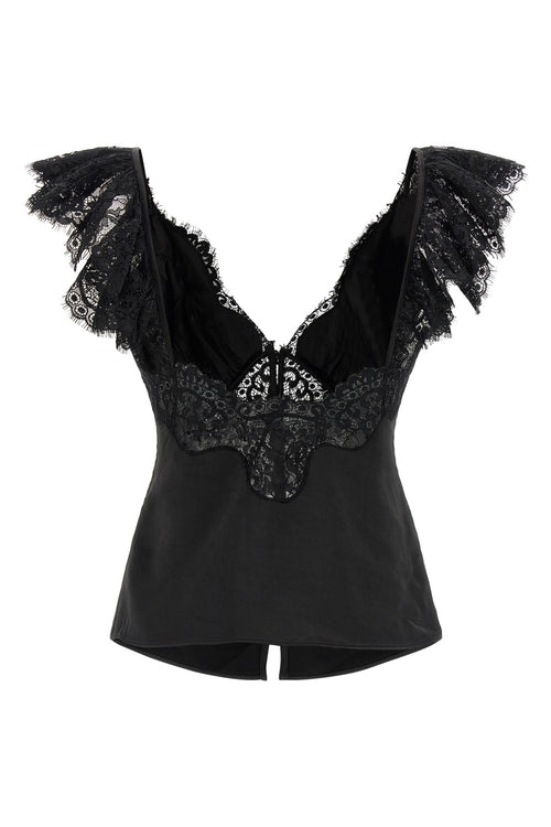 SELF PORTRAIT 'Black Satin Lace' top For Women 100% polyester