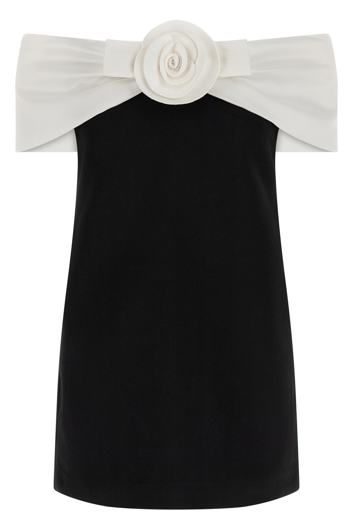 SELF PORTRAIT 'Black Crêpe Flower Mini' dress