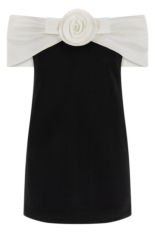 SELF PORTRAIT 'Black Crêpe Flower Mini' dress For Women 100% polyester