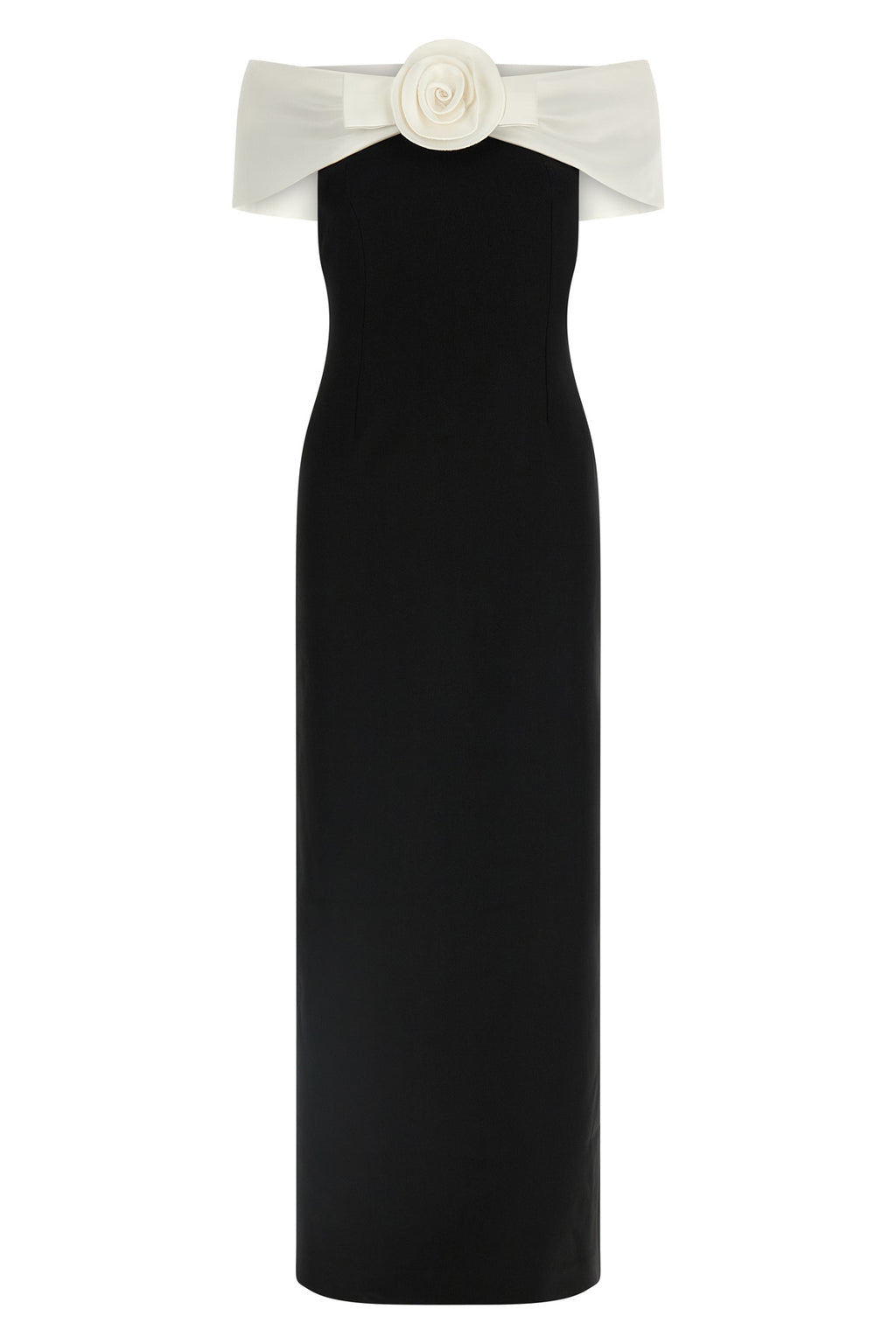 SELF PORTRAIT 'Black Crêpe Flower Maxi' dress For Women 100% polyester