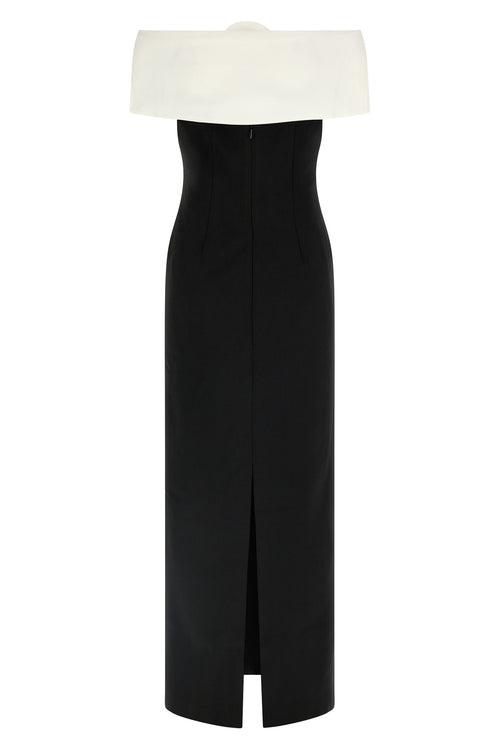 SELF PORTRAIT 'Black Crêpe Flower Maxi' dress For Women 100% polyester