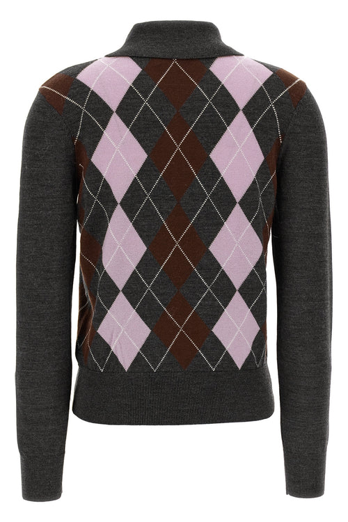 SELF PORTRAIT 'Grey Argyle Lightweight' sweater For Women 100% wool