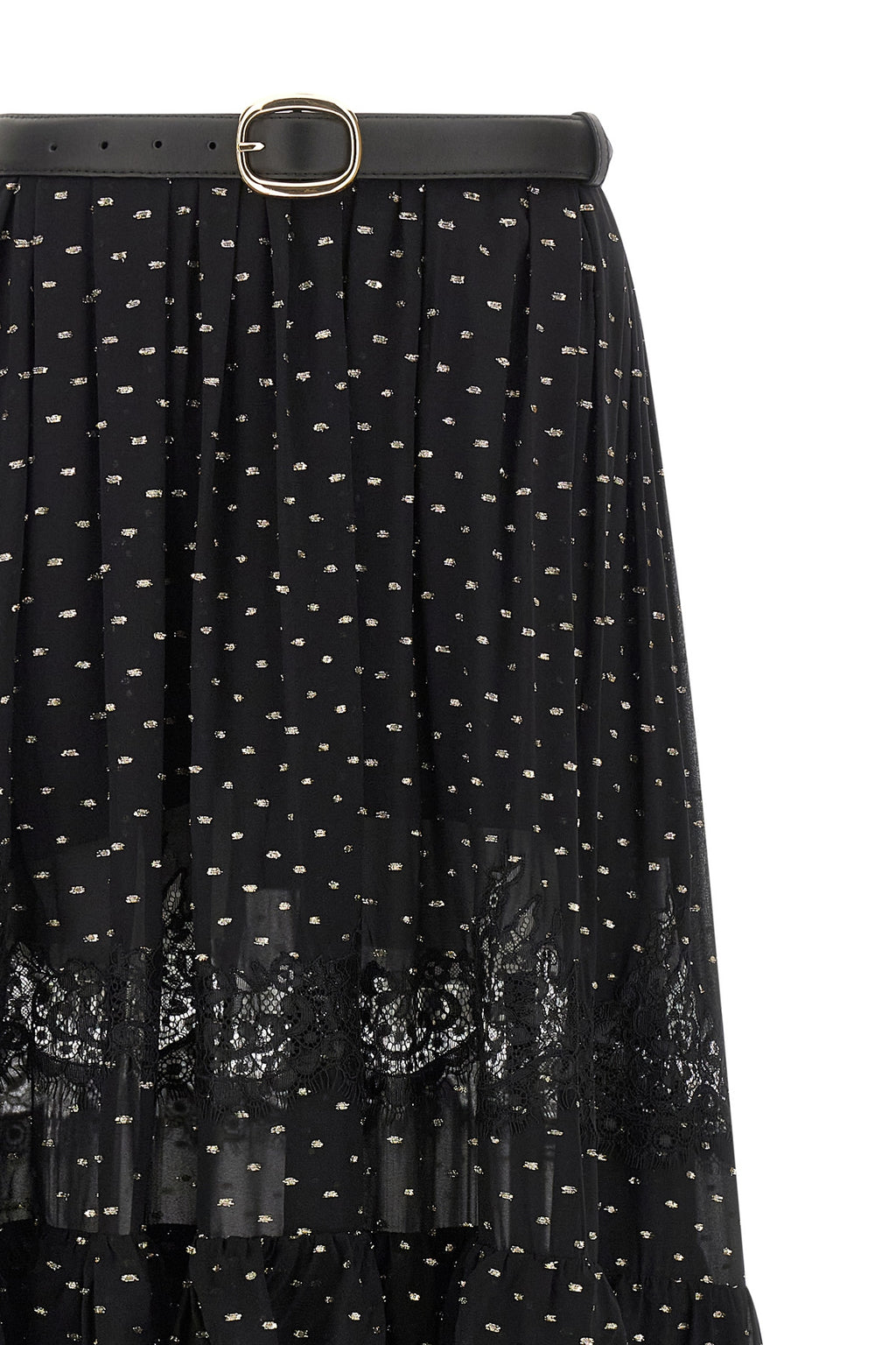 SELF PORTRAIT 'Black And Gold Chiffon Lace Maxi' skirt