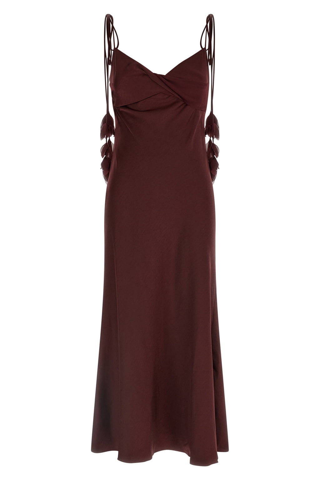 SELF PORTRAIT 'Burgundy Satin Flower Midi' dress For Women 100% polyester