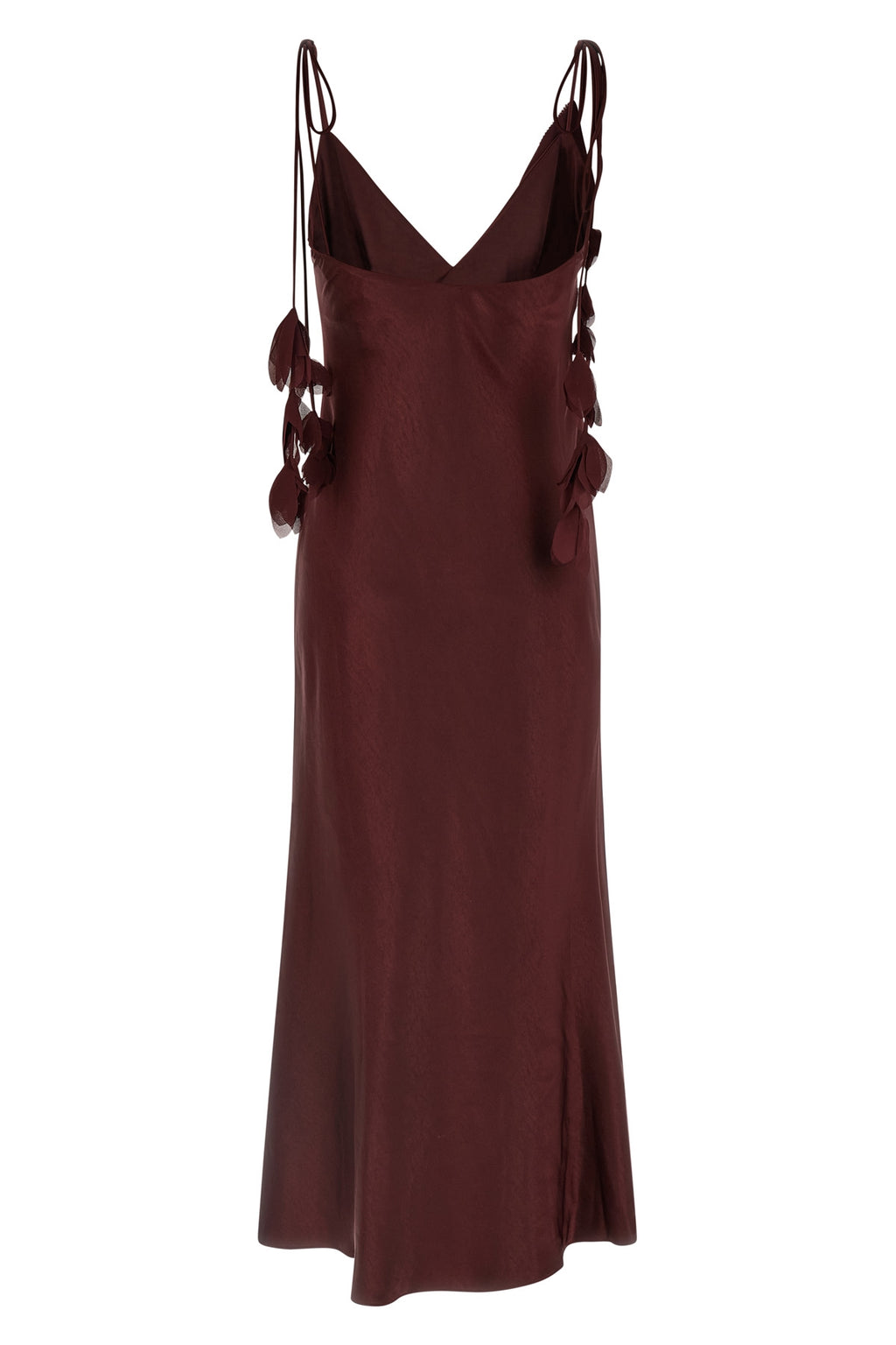 SELF PORTRAIT 'Burgundy Satin Flower Midi' dress For Women 100% polyester