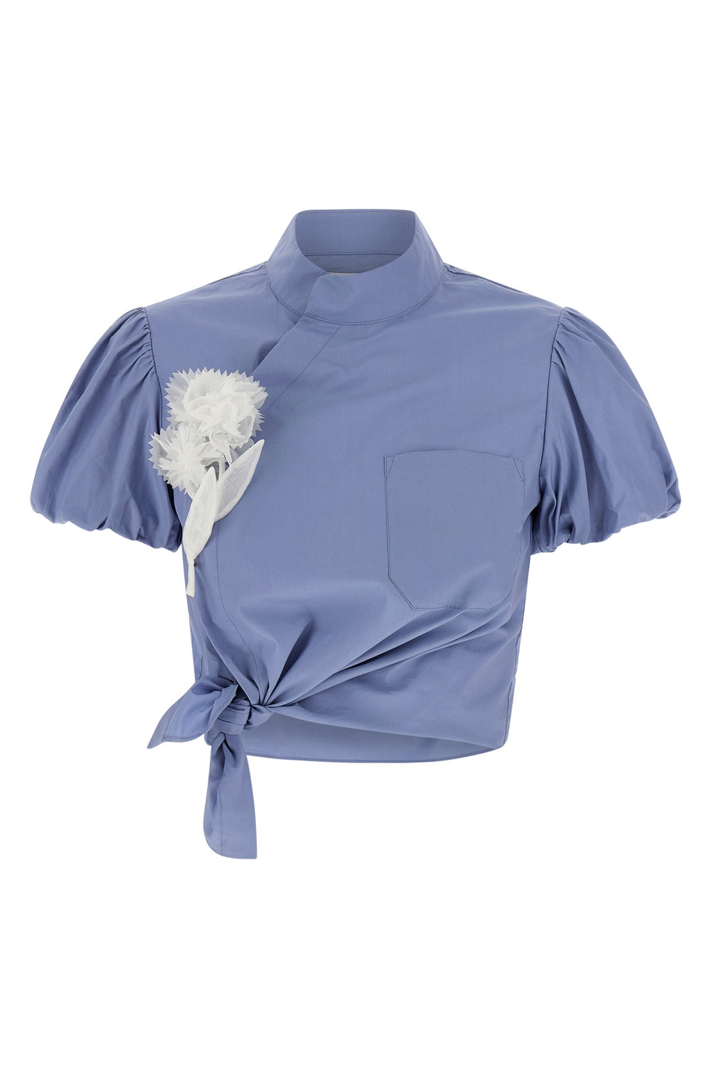 SELF PORTRAIT 'Blue Cotton Tie Side' top For Women 100% cotton