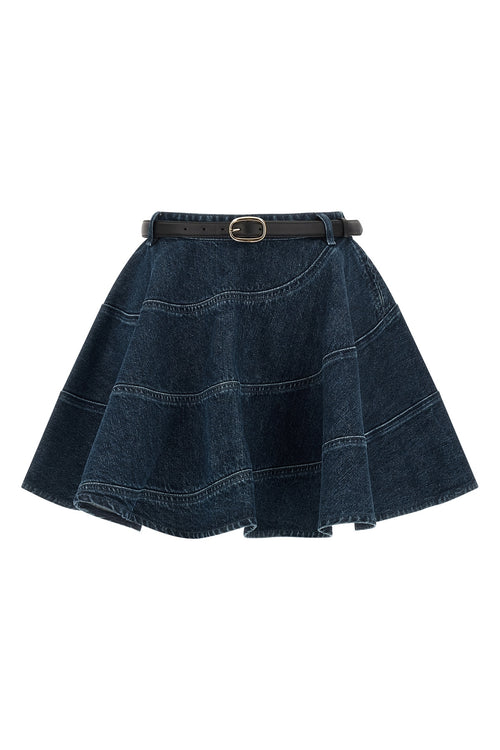 SELF PORTRAIT 'Flared Denim Mini' skirt For Women 100% cotton