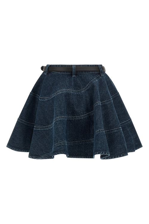 SELF PORTRAIT 'Flared Denim Mini' skirt For Women 100% cotton