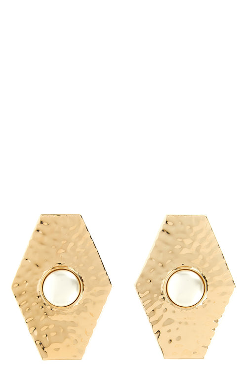 SELF PORTRAIT 'Large Hammered Gold Pearl' earrings For Women 55% brass 43% re 2% st