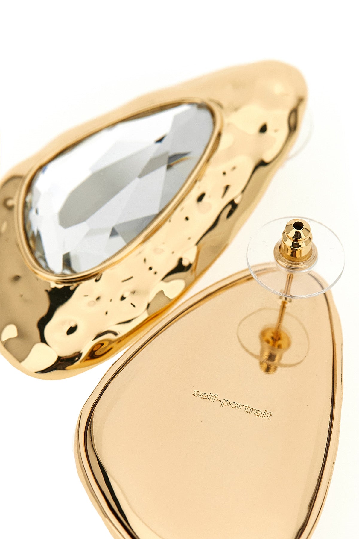 SELF PORTRAIT 'Hammered Gold Crystal' earrings