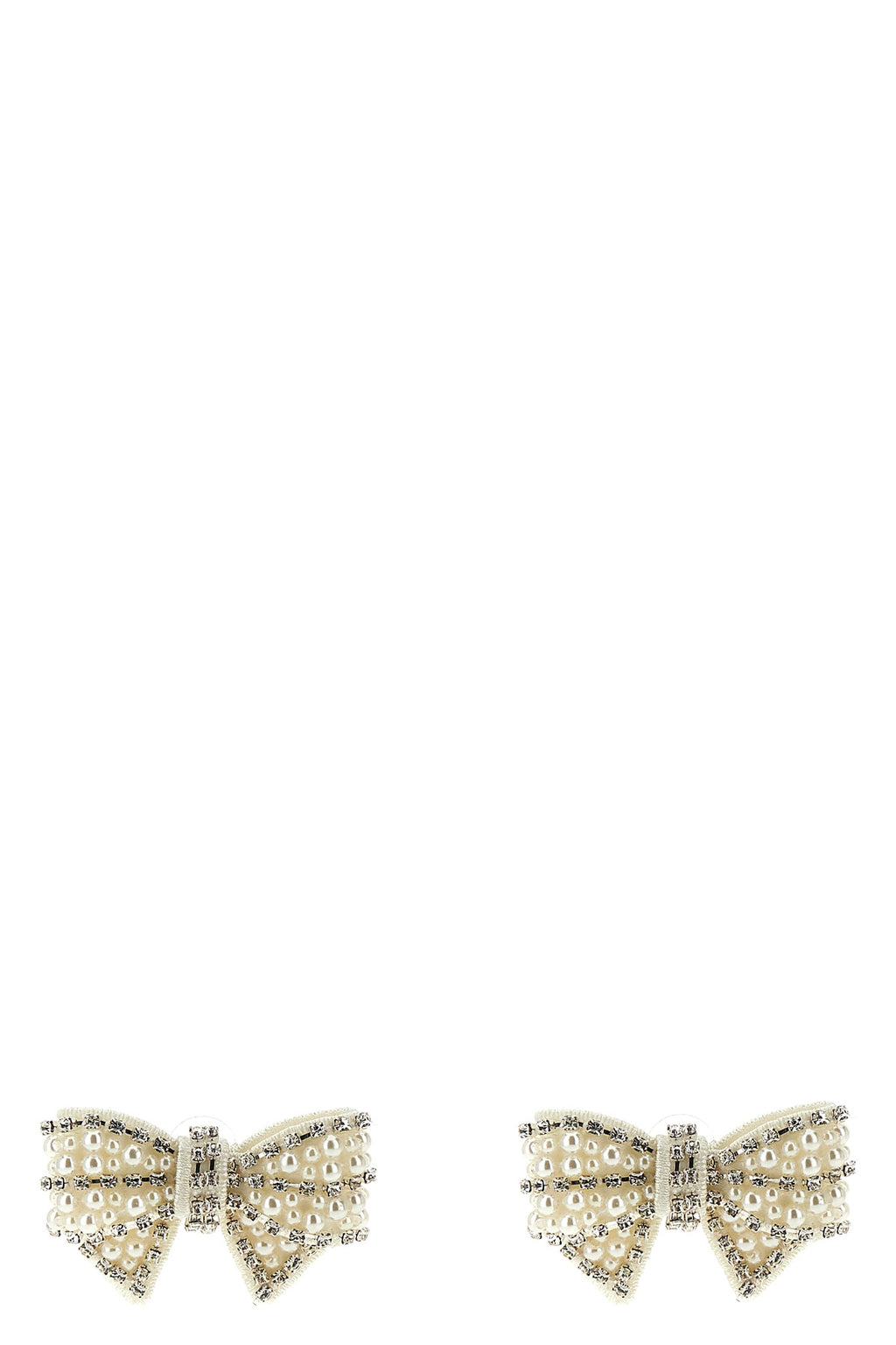 SELF PORTRAIT 'Pearl Satin Bow' earrings For Women 55% brass 43% glass 2% st