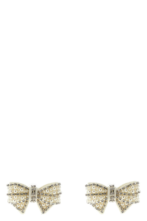 SELF PORTRAIT 'Pearl Satin Bow' earrings For Women 55% brass 43% glass 2% st