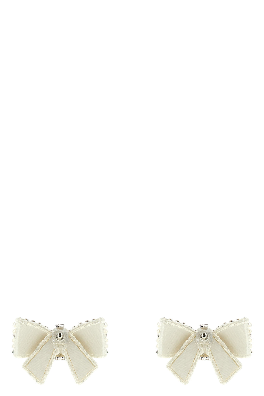 SELF PORTRAIT 'Pearl Satin Bow' earrings For Women 55% brass 43% glass 2% st
