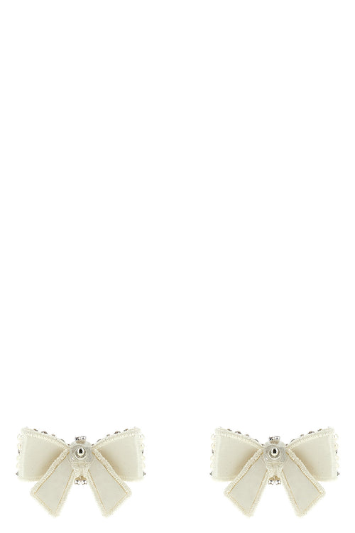 SELF PORTRAIT 'Pearl Satin Bow' earrings For Women 55% brass 43% glass 2% st