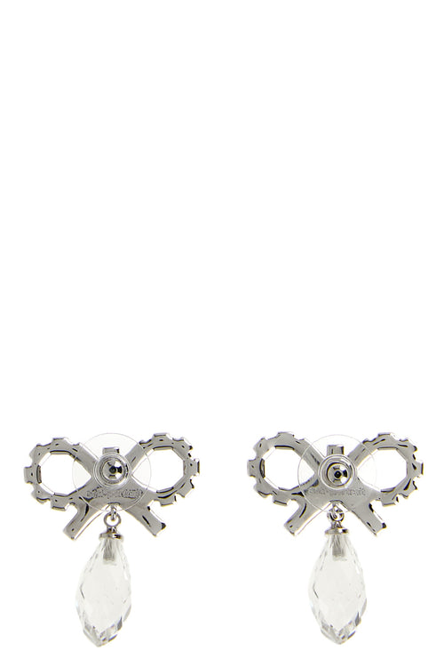 SELF PORTRAIT 'Bow Crystal Droplet' earrings For Women 100% copper