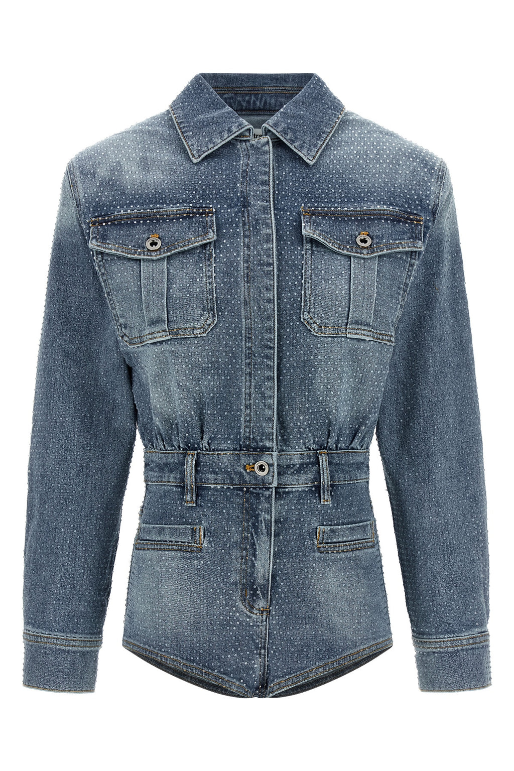 SELF PORTRAIT 'Rhinestone Denim' jumpsuit For Women 99% cotton, 1% spandex