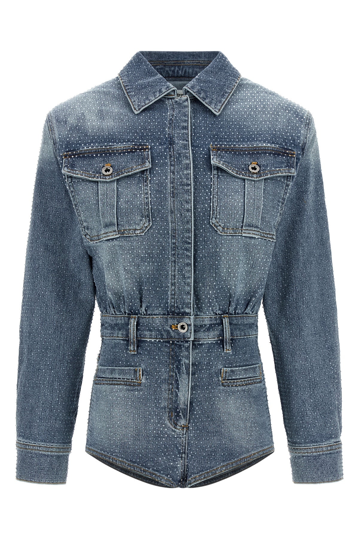 SELF PORTRAIT 'Rhinestone Denim' jumpsuit For Women 99% cotton, 1% spandex