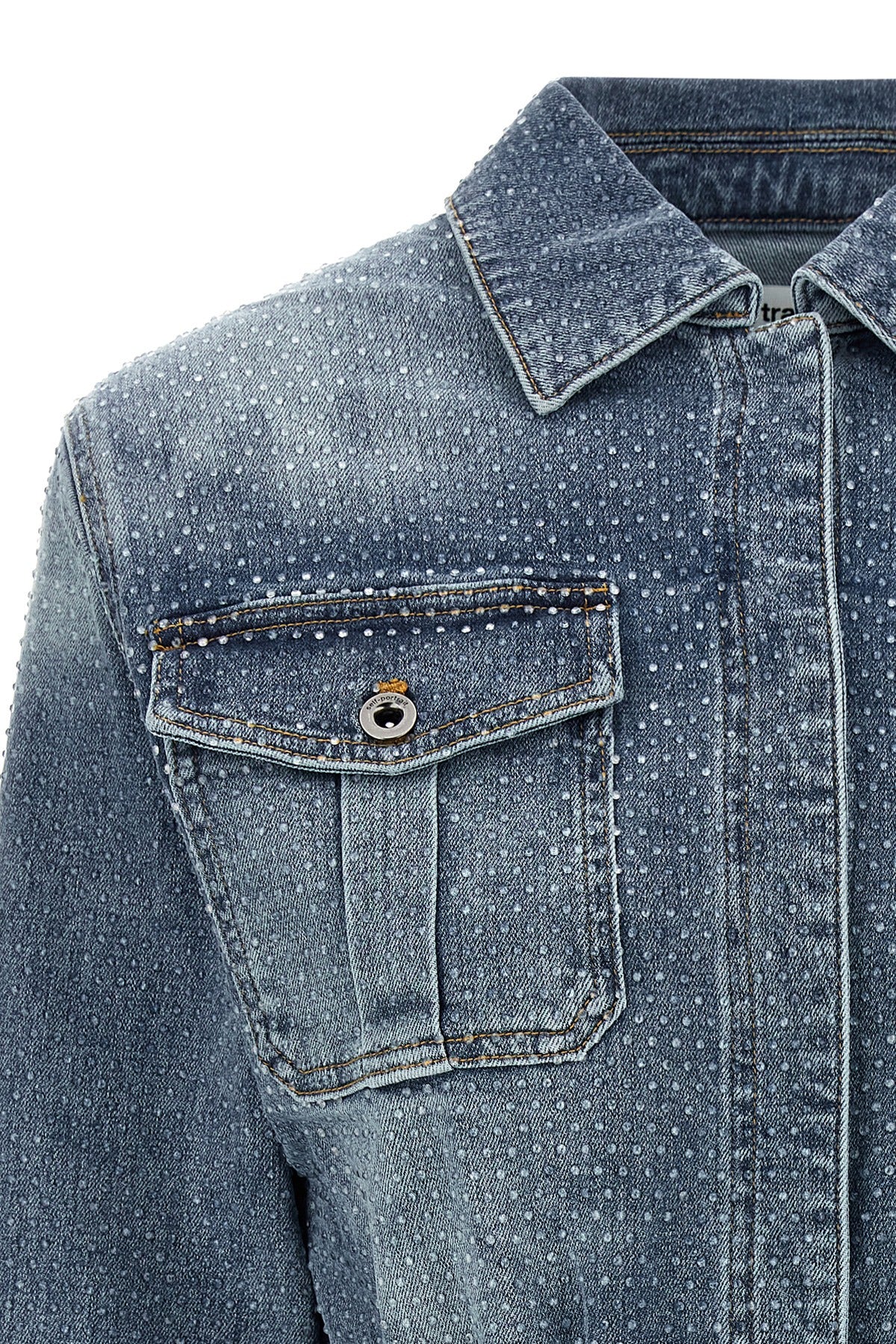 SELF PORTRAIT 'Rhinestone Denim' jumpsuit For Women 99% cotton, 1% spandex