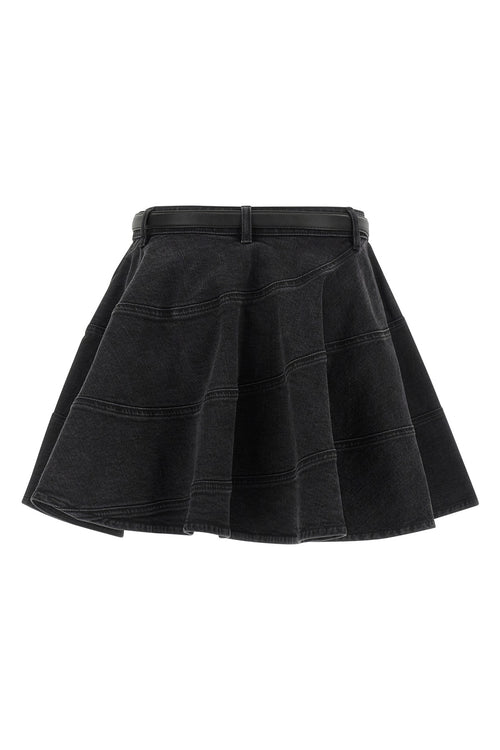 SELF PORTRAIT 'Black Flared Denim Mini' skirt For Women 99% cotton, 1% elastane