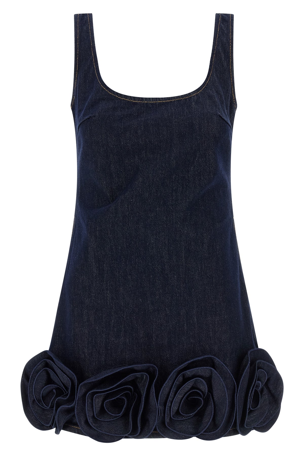 SELF PORTRAIT 'Indigo Denim 3D Flower Mini' dress