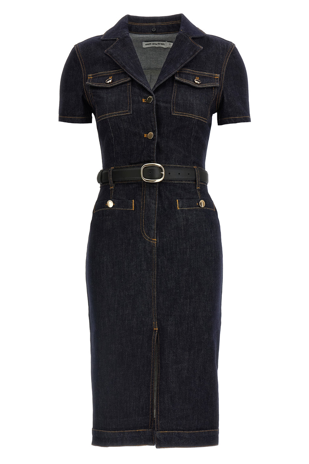 SELF PORTRAIT 'Indigo Denim Midi' dress