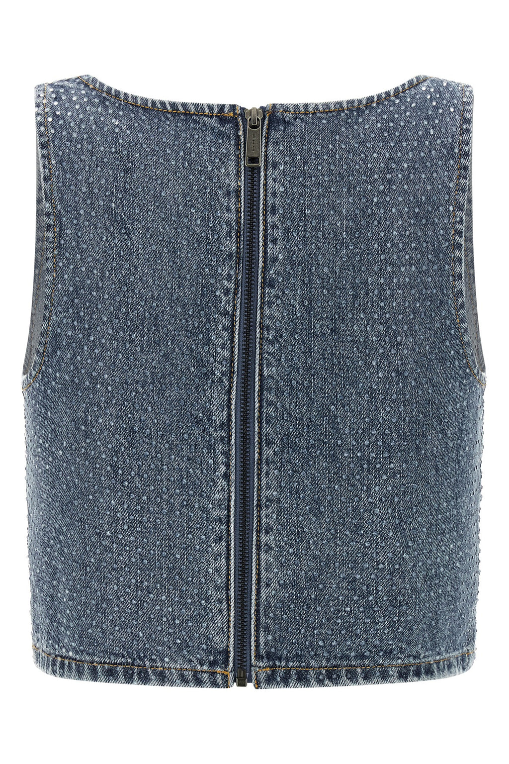 SELF PORTRAIT 'Rhinestone Denim Crop' top For Women 100% cotton