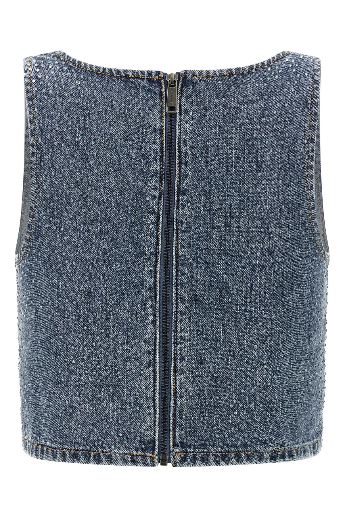 SELF PORTRAIT 'Rhinestone Denim Crop' top For Women 100% cotton