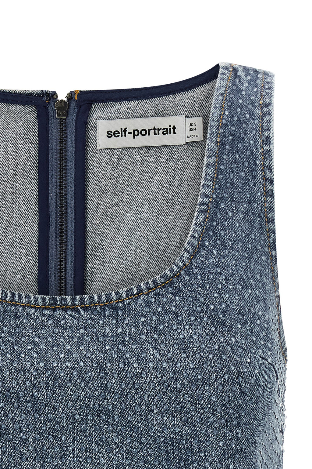 SELF PORTRAIT 'Rhinestone Denim Crop' top For Women 100% cotton
