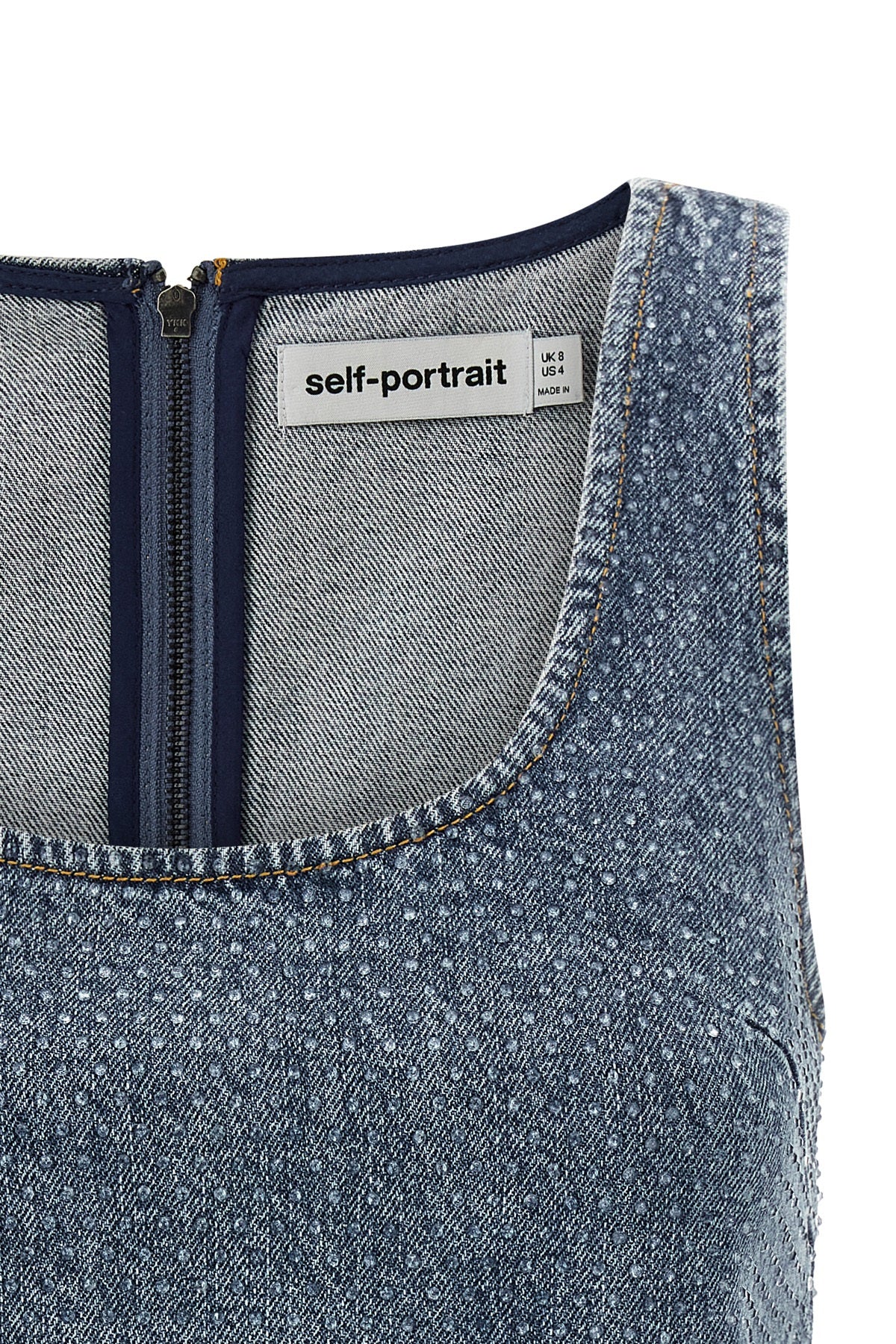 SELF PORTRAIT 'Rhinestone Denim Crop' top For Women 100% cotton