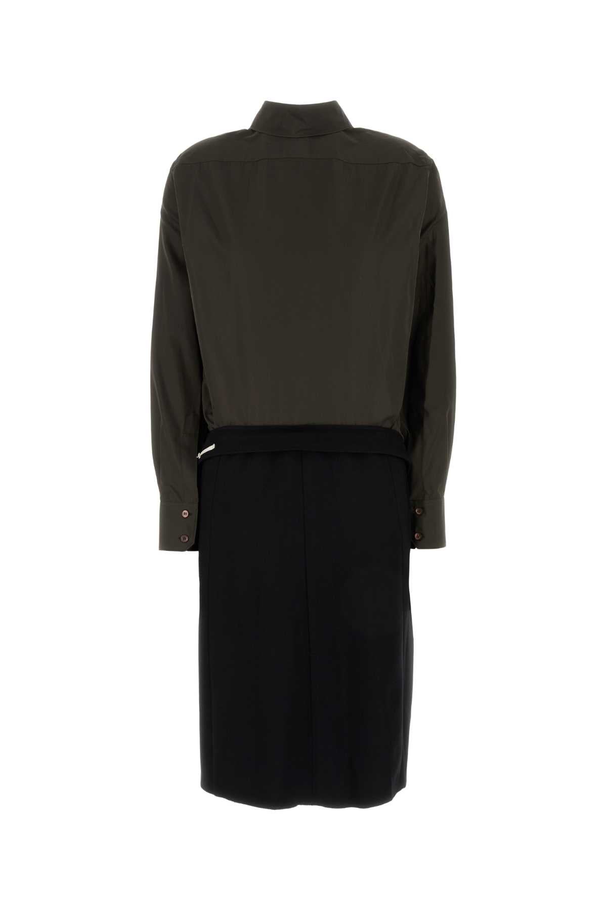MAISON MARGIELA Midi Dress For Women Exterior 1: 100% Cotton Exterior 2: 100% Wool