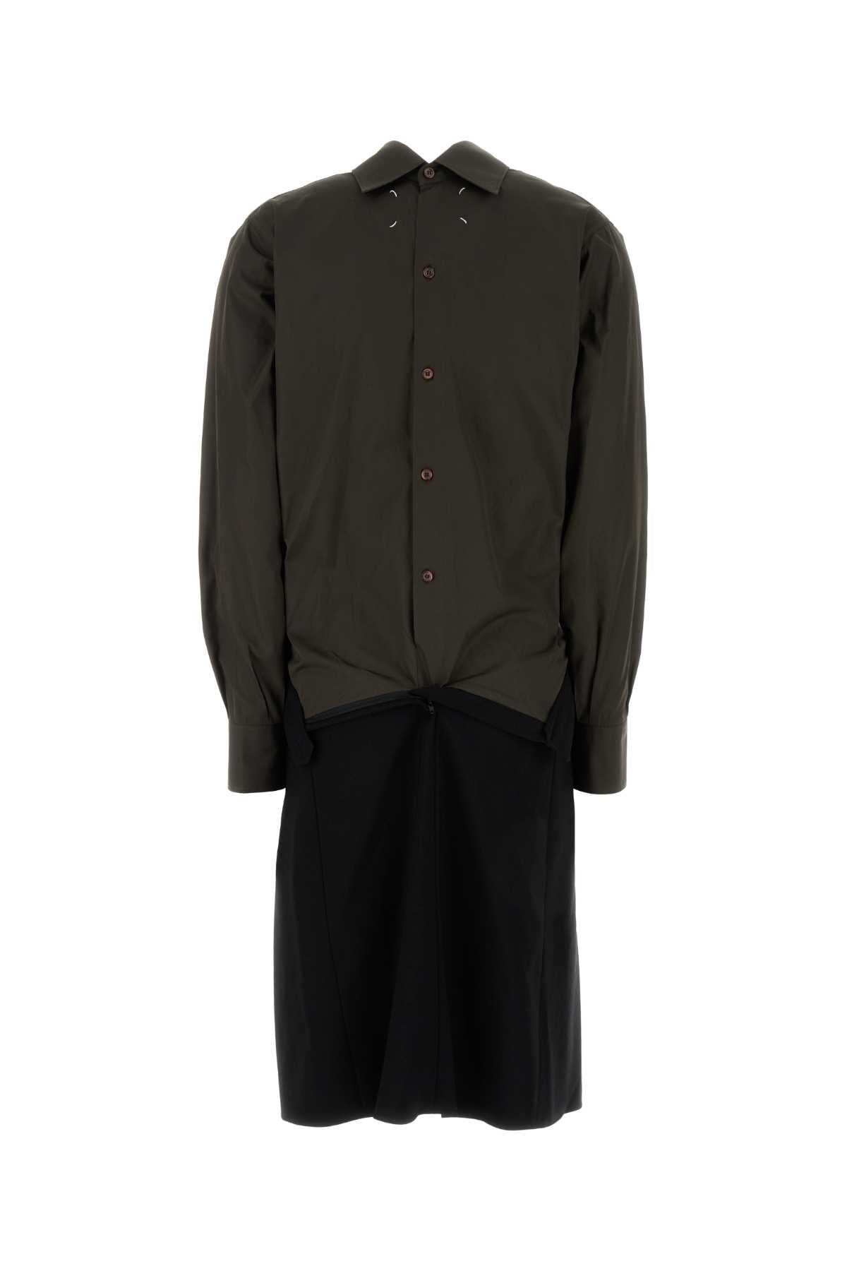 MAISON MARGIELA Midi Dress For Women Exterior 1: 100% Cotton Exterior 2: 100% Wool