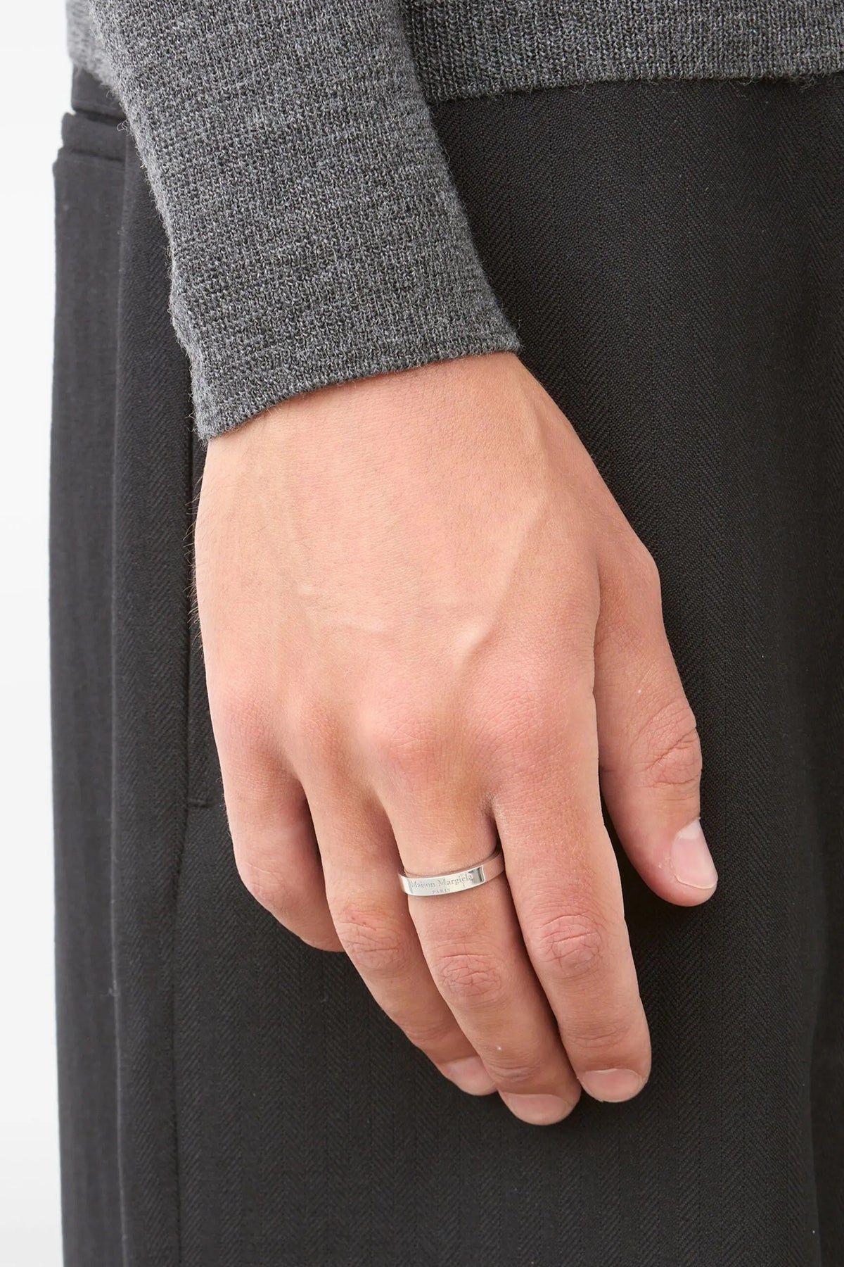 MAISON MARGIELA Logo ring For Men 100% silver