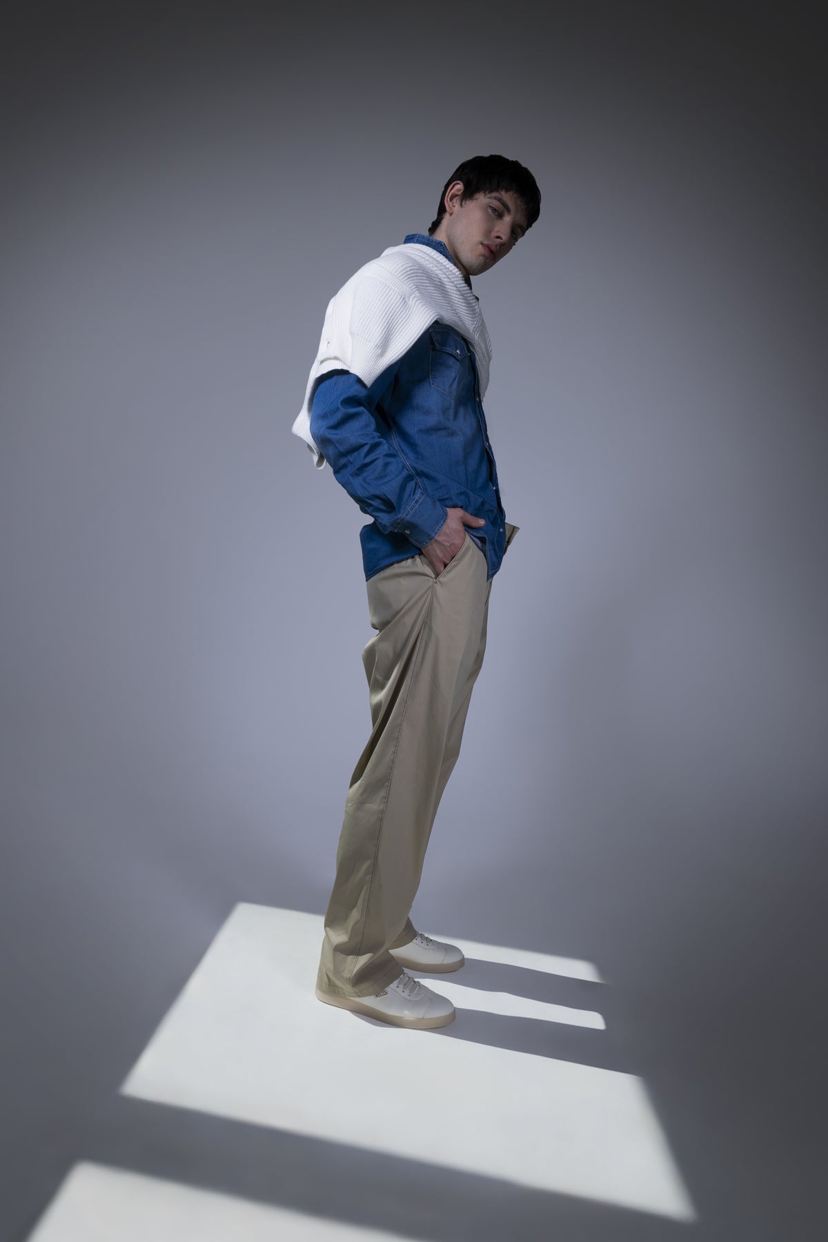 PRADA Poplin pants For Men 78% cotton 18% polyamide 4% elastane