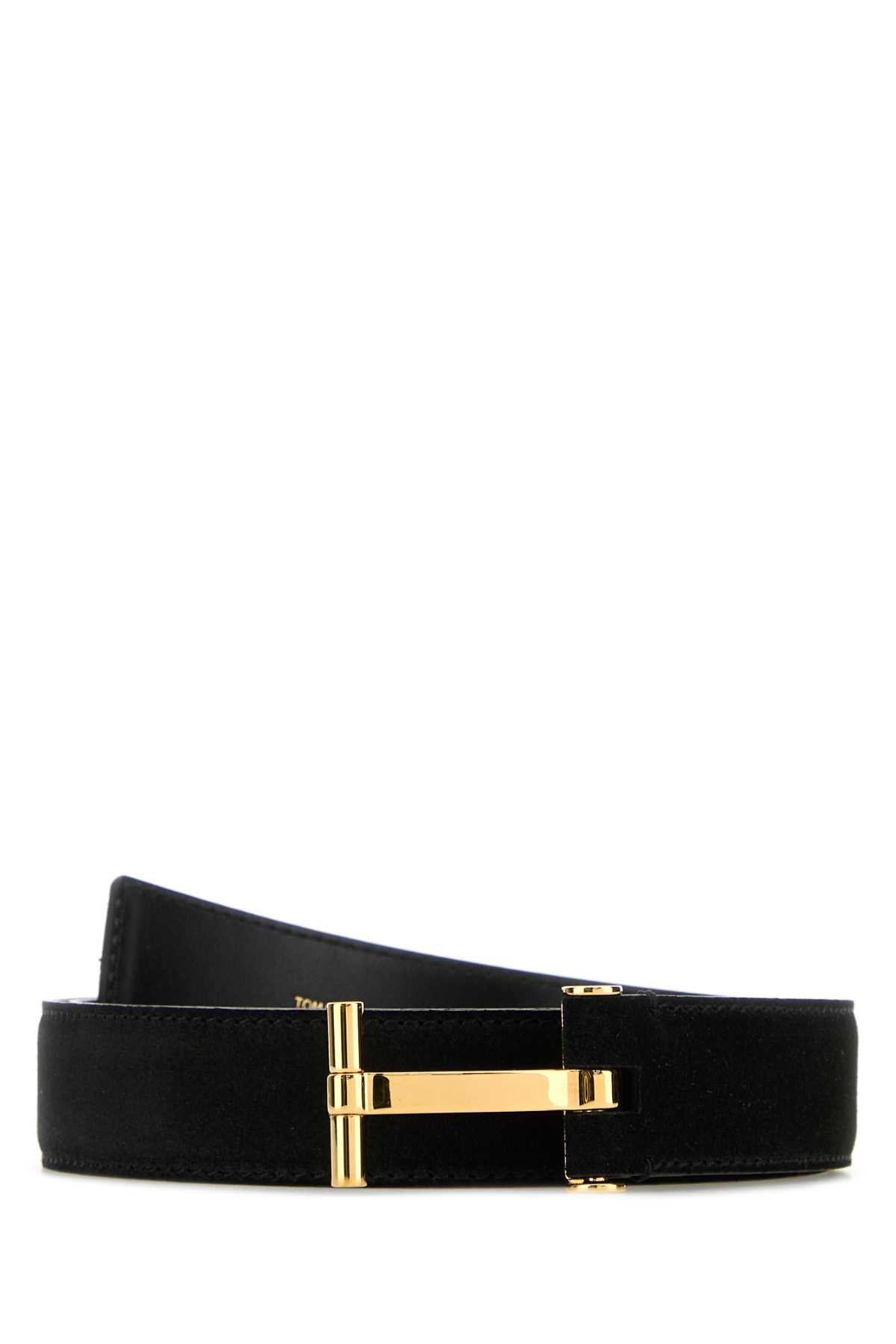 TOM FORD SUEDE CLASSIC T BELT 30 MM For Men Exterior: 100% Calf Finishing: Golden metal