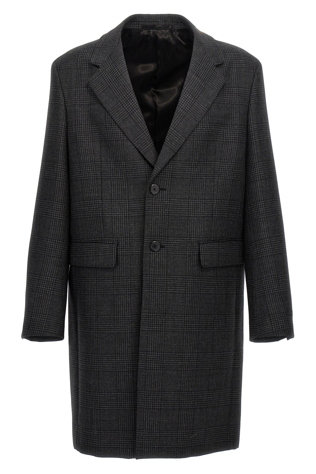 PRADA Check single-breasted coat For Men 100% virgin wool