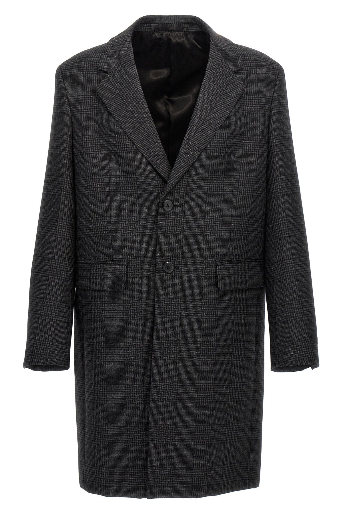 PRADA Check single-breasted coat For Men 100% virgin wool
