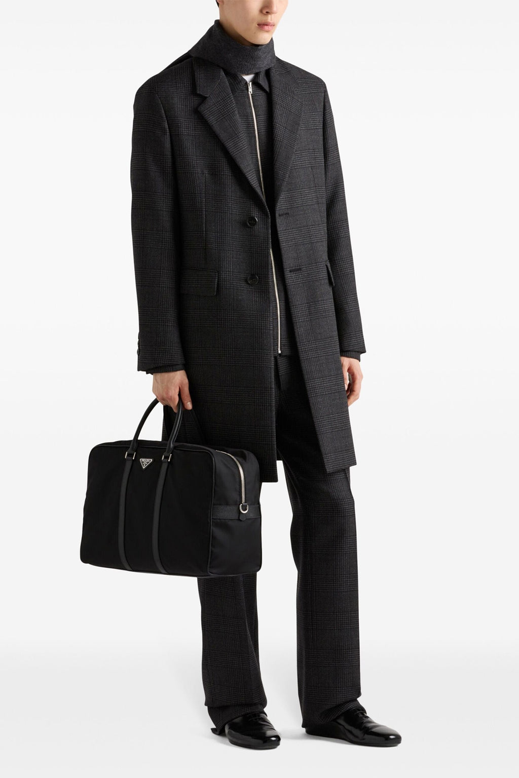 PRADA Check single-breasted coat For Men 100% virgin wool