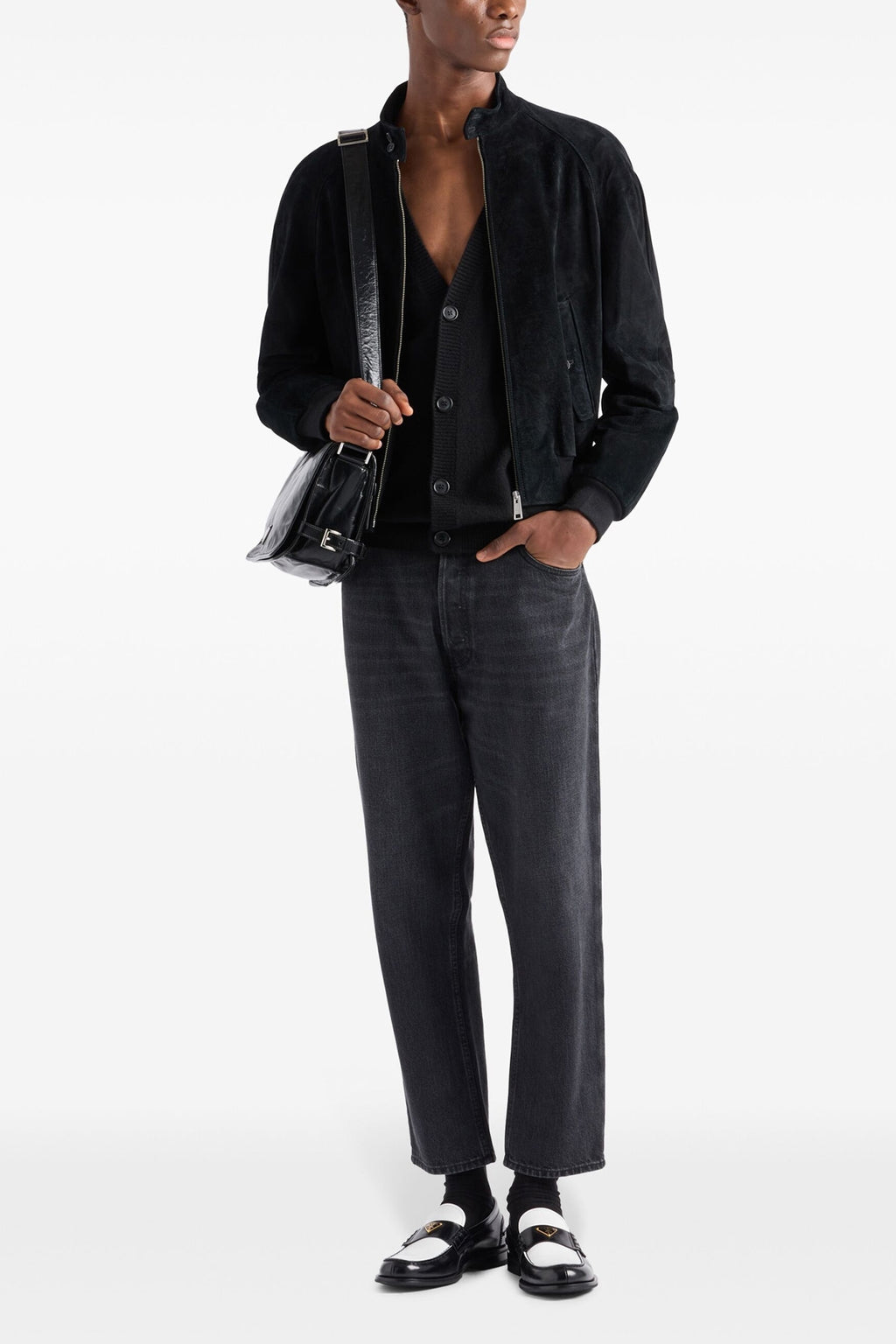 PRADA Suede bomber jacket For Men 100% bos taurus