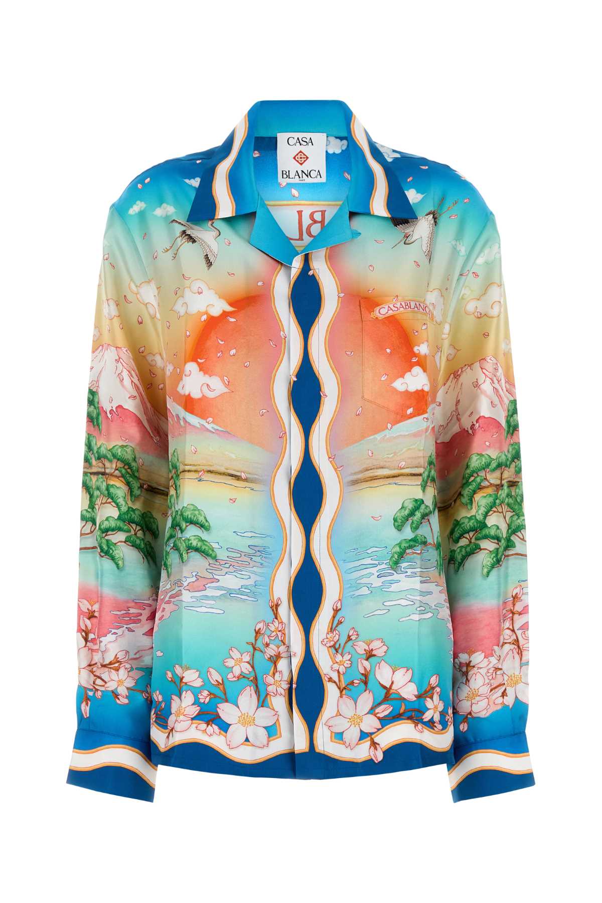 CASABLANCA CUBAN COLLAR LONG SLEEVE SHIRT For Women MAIN: 100% SILK